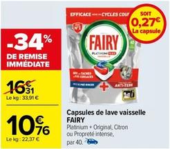 Fairy - Capsules De Lave Vaisselle  offre à 10,76€ sur Carrefour Drive