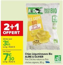 Aline & Olivier - Chips Légumineuses Bio  offre à 3,65€ sur Carrefour Drive