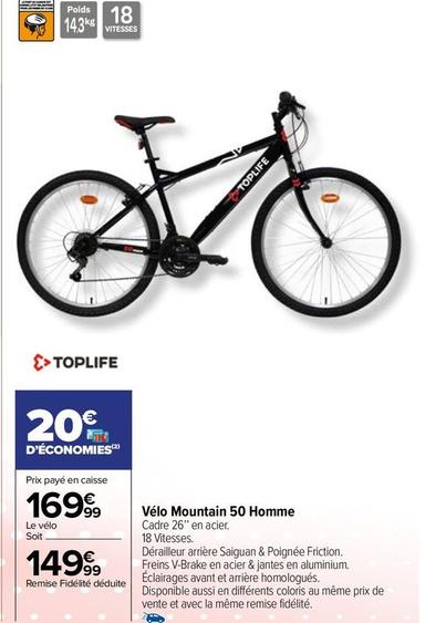 Toplife - Vélo Mountain 50 Homme offre à 169,99€ sur Carrefour Drive
