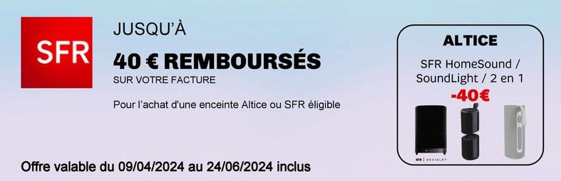 Altice - Pour L'Achat D'Une Enceinte offre à 40€ sur SFR