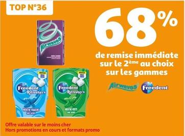 Freedent/Airwaves - De Remise Immediate Sur Le 2eme Au Choix Sur Les Gammes  offre sur Auchan Hypermarché