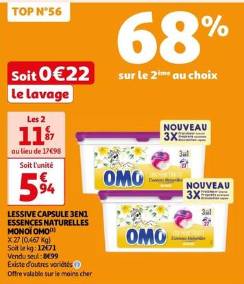 omo - lessive capsule 3 en 1 essences naturelles monoï