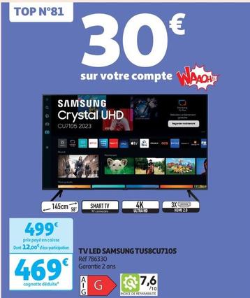 Samsung - Tv Led TU58CU7105 offre à 469€ sur Auchan Hypermarché
