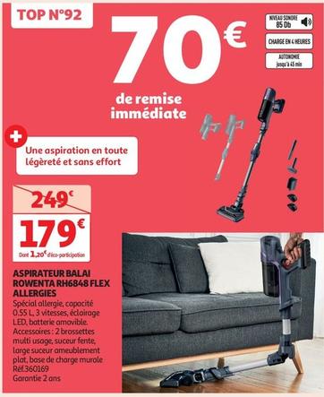 Rowenta - Aspirateur Balai RH6848 Flex Allergies offre à 179€ sur Auchan Hypermarché