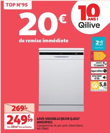 Qilive - Lave Vaisselle Q.6317 600139311 offre à 249,99€ sur Auchan Hypermarché