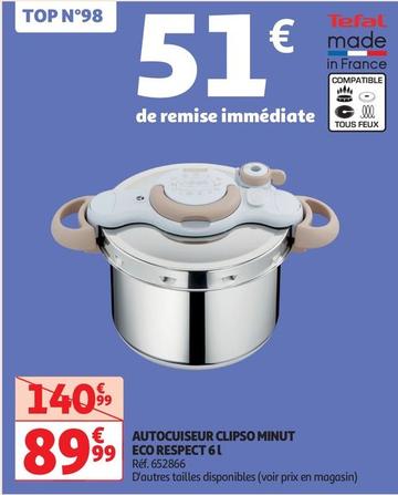 Tefal - Autocuiseur Clipso Minut Eco Respect 61 offre à 89,99€ sur Auchan Hypermarché