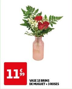 vase 15 brins de muguet + 3 roses