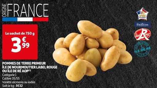 Pommes De Terre De France Noirmoutier R Deterr Pommes De Terre Primeur Île De Nourmoutier Label Rouge Ou Île De Ré AOP offre à 3,99€ sur Auchan Hypermarché