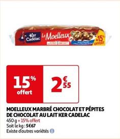 Ker Cadelac - Moelleux Marbre Chocolat Pepites De Chocolat Au Lait  offre à 2,55€ sur Auchan Hypermarché