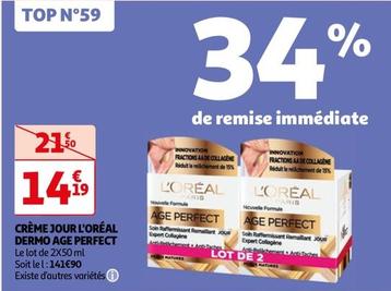 L'oréal - Crème Jour Dermo Age Perfect offre à 14,19€ sur Auchan Hypermarché