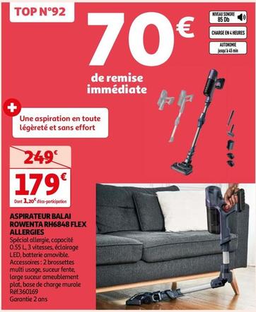 Rowenta - Aspirateur Balai RH6848  Flex Allergies offre à 179€ sur Auchan Hypermarché
