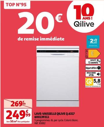 Qilive - Lave Vaisselle Q.6317 600139311  offre à 249,99€ sur Auchan Hypermarché