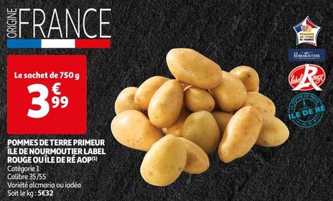 Pomme De Terre Pommes De Terre Primeur Île De Nourmoutier Label Rouge Ou Île De Ré AOP offre à 3,99€ sur Auchan Hypermarché