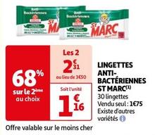 St Marc - Lingettes Anti-Bacteriennes  offre à 1,16€ sur Auchan Hypermarché