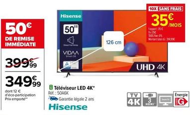 Hisense - Televiseur Led 4K  offre à 349,99€ sur Carrefour