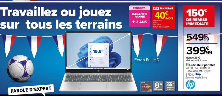 Hp - Ordinateur Portable offre à 399,99€ sur Carrefour