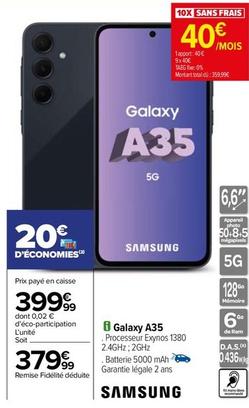 Samsung - Galaxy A35 offre à 379,99€ sur Carrefour
