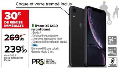 Apple - Iphone Xr 64Go Reconditionné offre à 239,99€ sur Carrefour