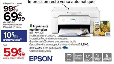 Epson - Imprimante Multifonction Réf.: XP-4205 offre à 69,99€ sur Carrefour