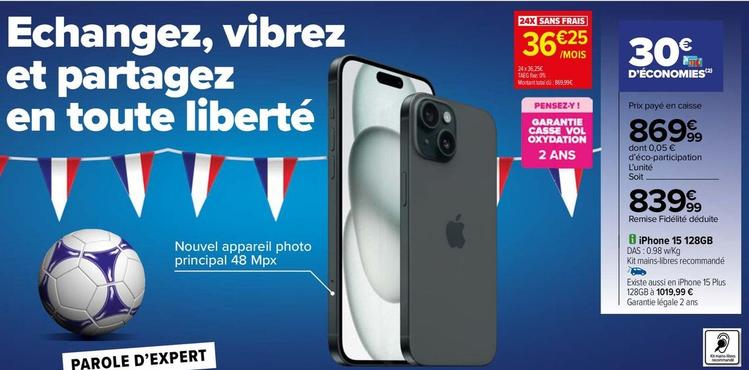 Apple - Iphone 15 Plus 128gb offre à 839,99€ sur Carrefour