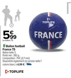 Ballon Football France T5 offre à 5,99€ sur Carrefour