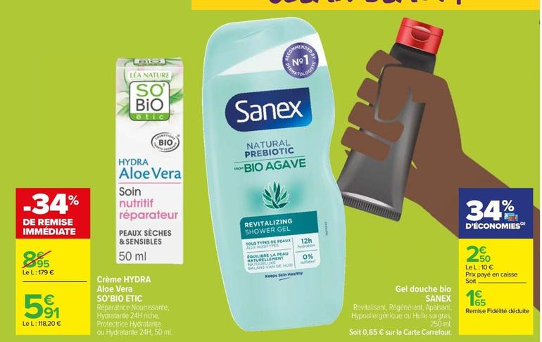 So'Bio Etic - Creme Hvdra Aloe Vera  offre à 5,91€ sur Carrefour Market