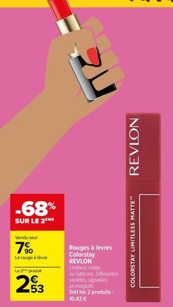 Revlon - Rouges À Lèvres Colorstay  offre à 7,9€ sur Carrefour Market