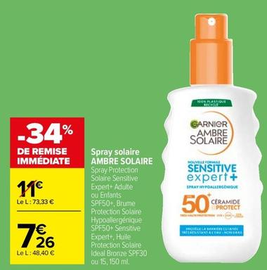 Garnier - Spray Solaire Ambre Solaire offre à 7,26€ sur Carrefour Market