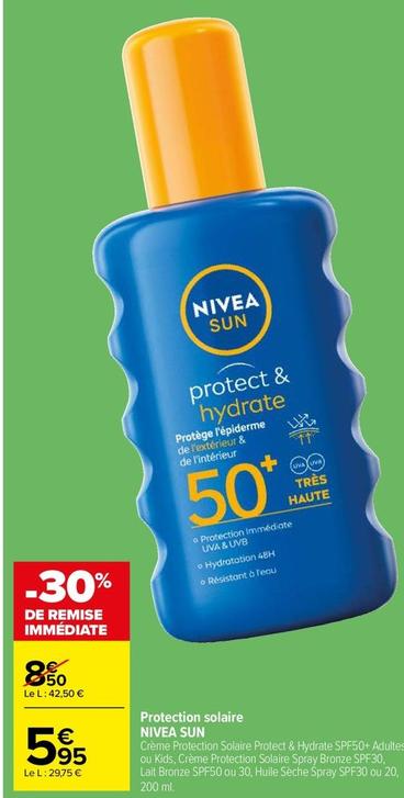 Nivea - Protection Solaire Sun offre à 5,95€ sur Carrefour Market