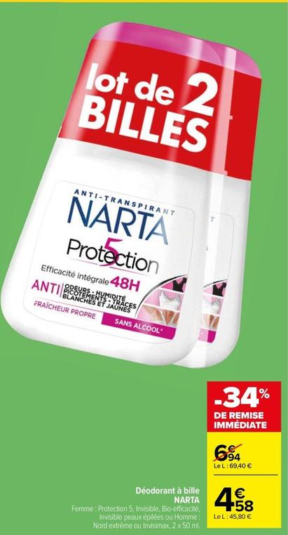 Narta - Déodorant À Bille offre à 4,58€ sur Carrefour Market