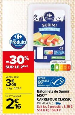 Carrefour - Bâtonnets De Surimi Msc Classic' offre à 3,09€ sur Carrefour Market
