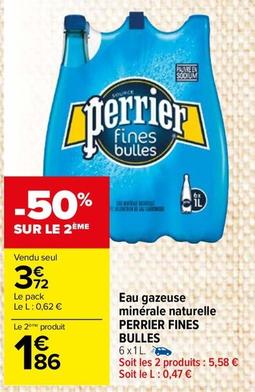Perrier - Eau Gazeuse Minérale Naturelle Fines Bulles offre à 3,72€ sur Carrefour Market