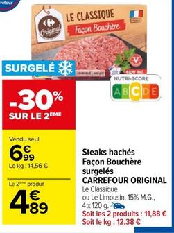 Carrefour - Steaks Hachés Façon Bouchère Surgelés Original offre à 6,99€ sur Carrefour Market