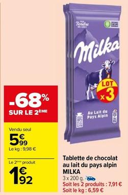 Milka - Tablette De Chocolat Au Lait Du Pays Alpin offre à 5,99€ sur Carrefour Market