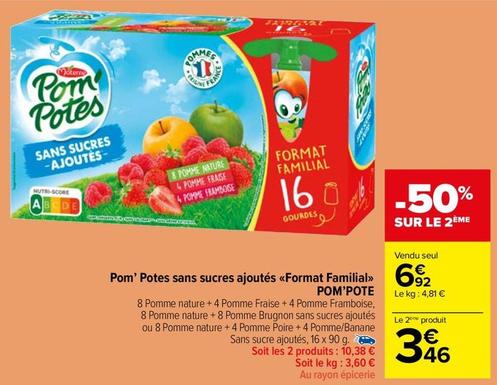 Materne - Pom Potes Sans Sucres Ajoutés Format Familial offre à 6,92€ sur Carrefour Market