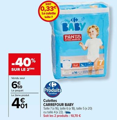 Carrefour - Culottes Baby offre à 6,69€ sur Carrefour Market
