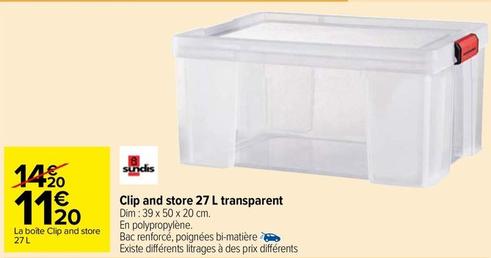Sundis - Clip And Store 27 L Transparent offre à 11,2€ sur Carrefour Market