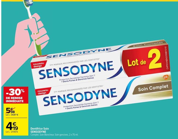 Sensodyne - Dentifrice Soin offre à 4,19€ sur Carrefour Market