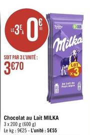 Milka - Chocolat Au Lait offre à 5,55€ sur Géant Casino