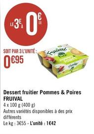 Fruival - Dessert Fruitier Pommes & Poires  offre à 1,42€ sur Géant Casino