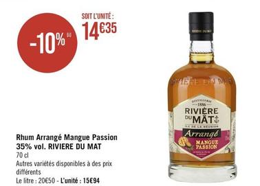 Riviere Du Mat - Rhum Arrange Mangue Passion 35% Vol. offre à 14,35€ sur Géant Casino
