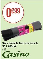 Casino - Sacs Poubelle Liens Coulissants 50 L offre à 0,99€ sur Géant Casino