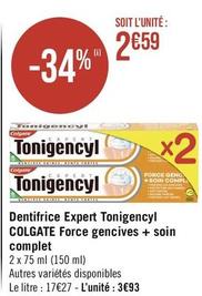 Colgate - Dentifrice Expert Tonigencyl Force Gencives + Soin Complet offre à 2,59€ sur Géant Casino