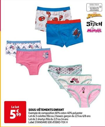 Sous-Vêtements Enfant offre à 5,99€ sur Auchan Hypermarché