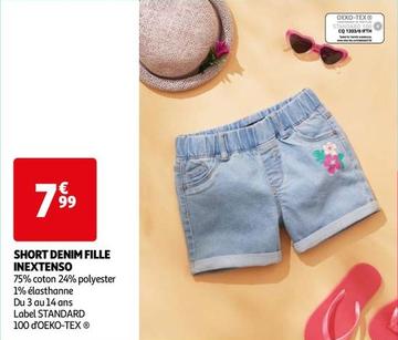 Inextenso - Short Denim Fille  offre à 7,99€ sur Auchan Hypermarché