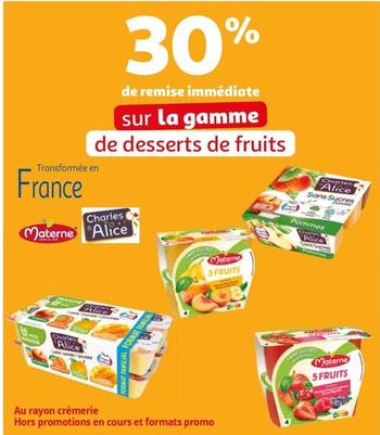 Materne - Sur La Gamme De Desserts De Fruits offre sur Auchan Supermarché