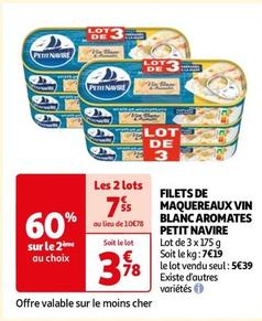 Petit Navire - Filets De Maquereaux Vin Blanc Aromate offre à 3,78€ sur Auchan Supermarché