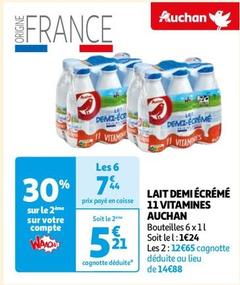 Auchan - Lait Demi Écrémé 11 Vitamines offre à 5,21€ sur Auchan Supermarché