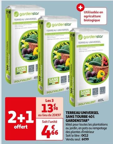 Gardenstar - Terreau Universel Sans Tourbe 40L  offre à 4,66€ sur Auchan Supermarché