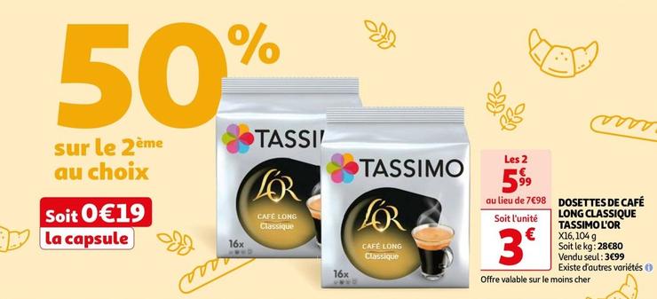 L'or - Dosettes De Cafe Long Classique Tassimo  offre à 3€ sur Auchan Supermarché